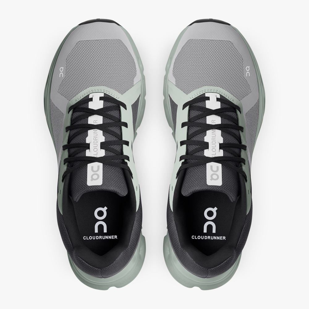 On The Cloudrunner: Supportive & Breathable Running Shoe - Alloy | Moss ON95XF31