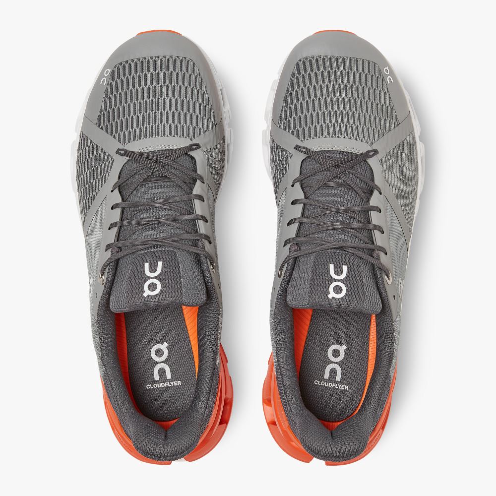 On Cloudflyer: Supportive Running Shoe. Light & Stable - Grey | Orange ON95XF47