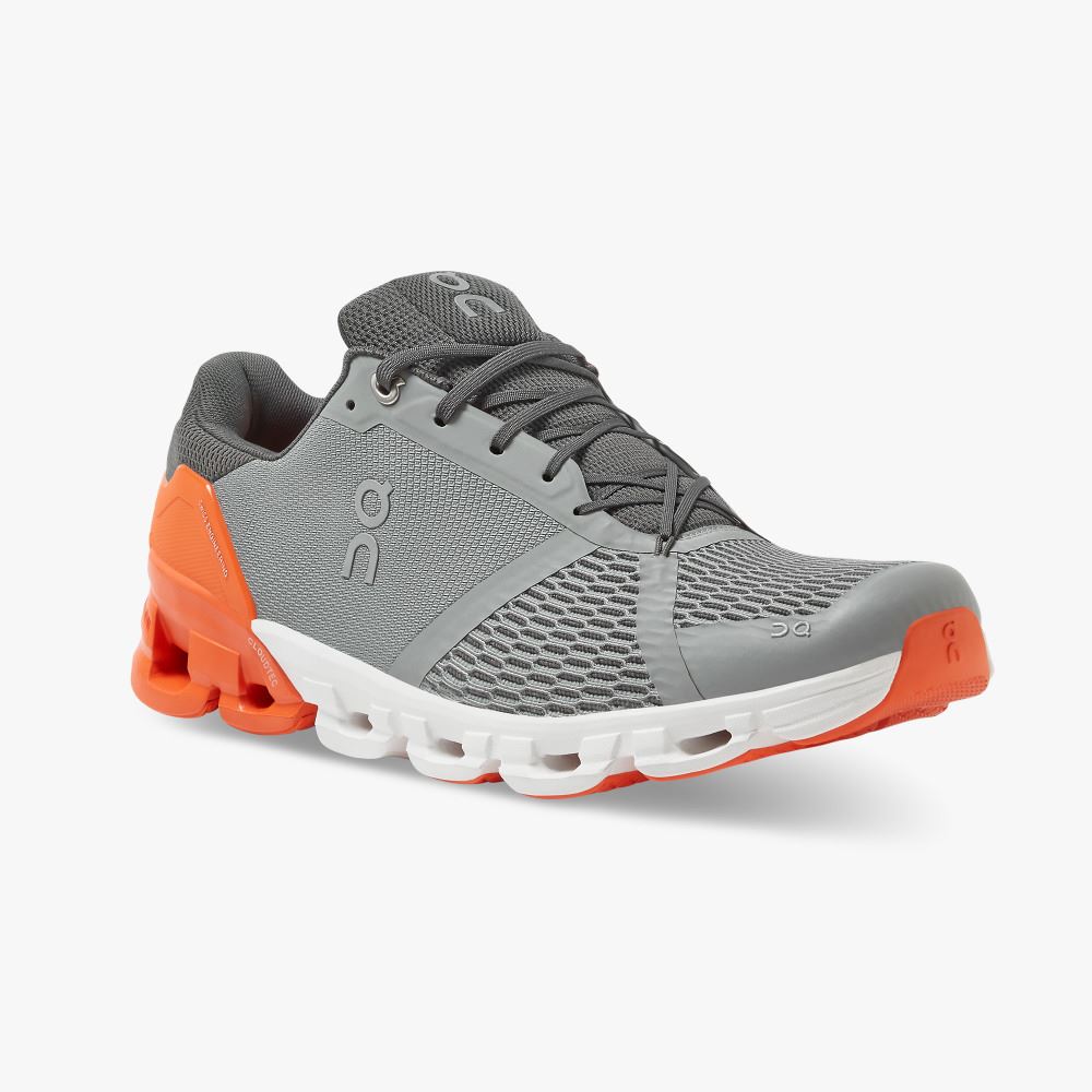 On Cloudflyer: Supportive Running Shoe. Light & Stable - Grey | Orange ON95XF47 - Click Image to Close