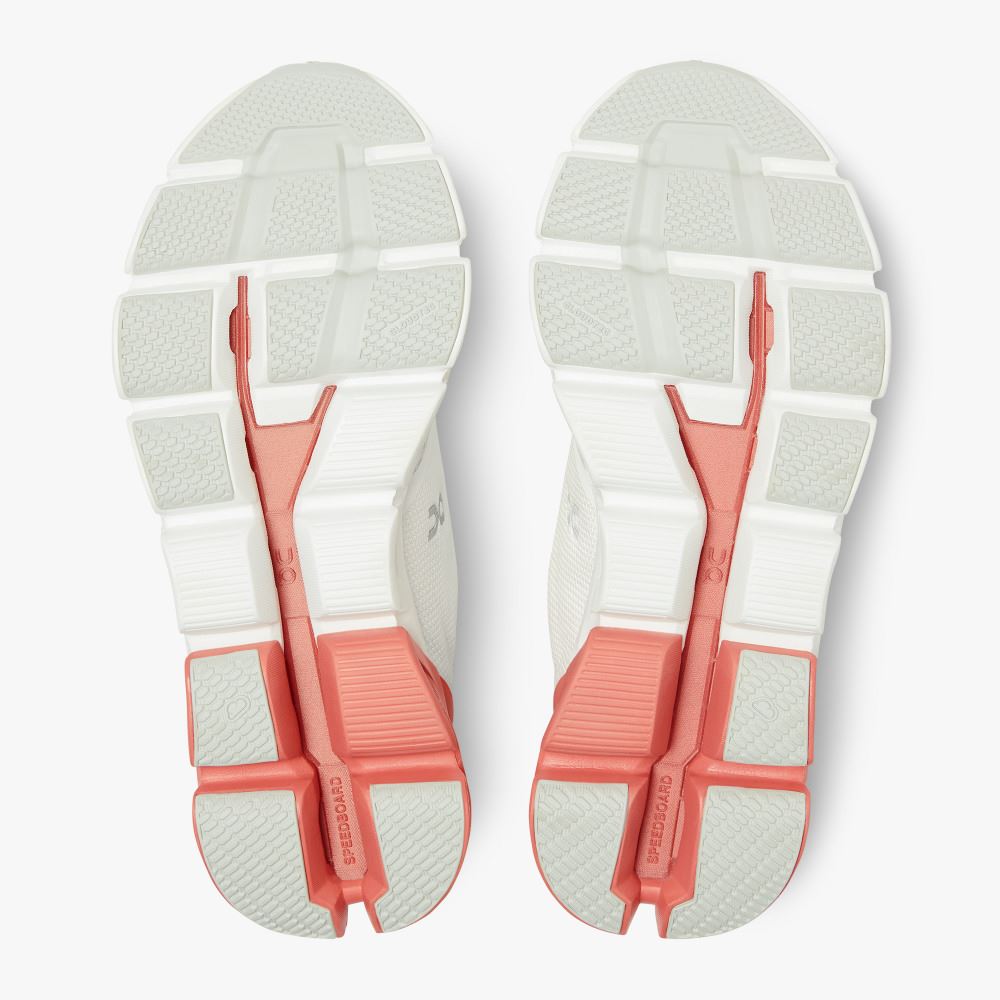 On Cloudflyer: Supportive Running Shoe. Light & Stable - White | Coral ON95XF132 - Click Image to Close