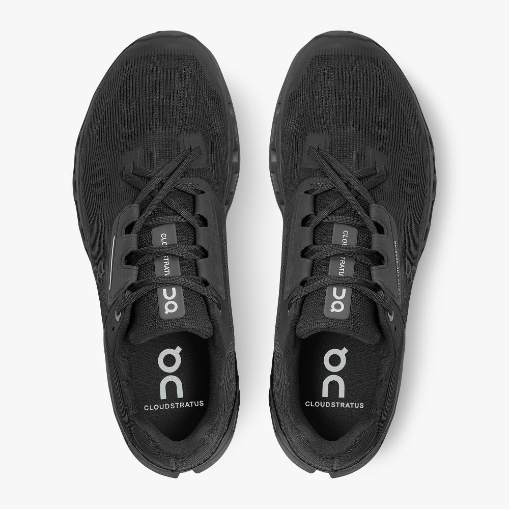 On Cloudstratus: Maximum Cushioned Running Shoe - Black ON95XF54 - Click Image to Close