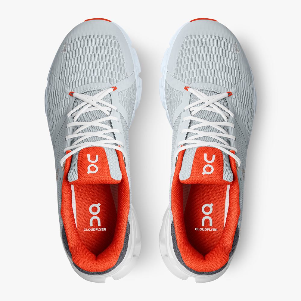 On Cloudflyer: Supportive Running Shoe. Light & Stable - Glacier | Flame ON95XF53