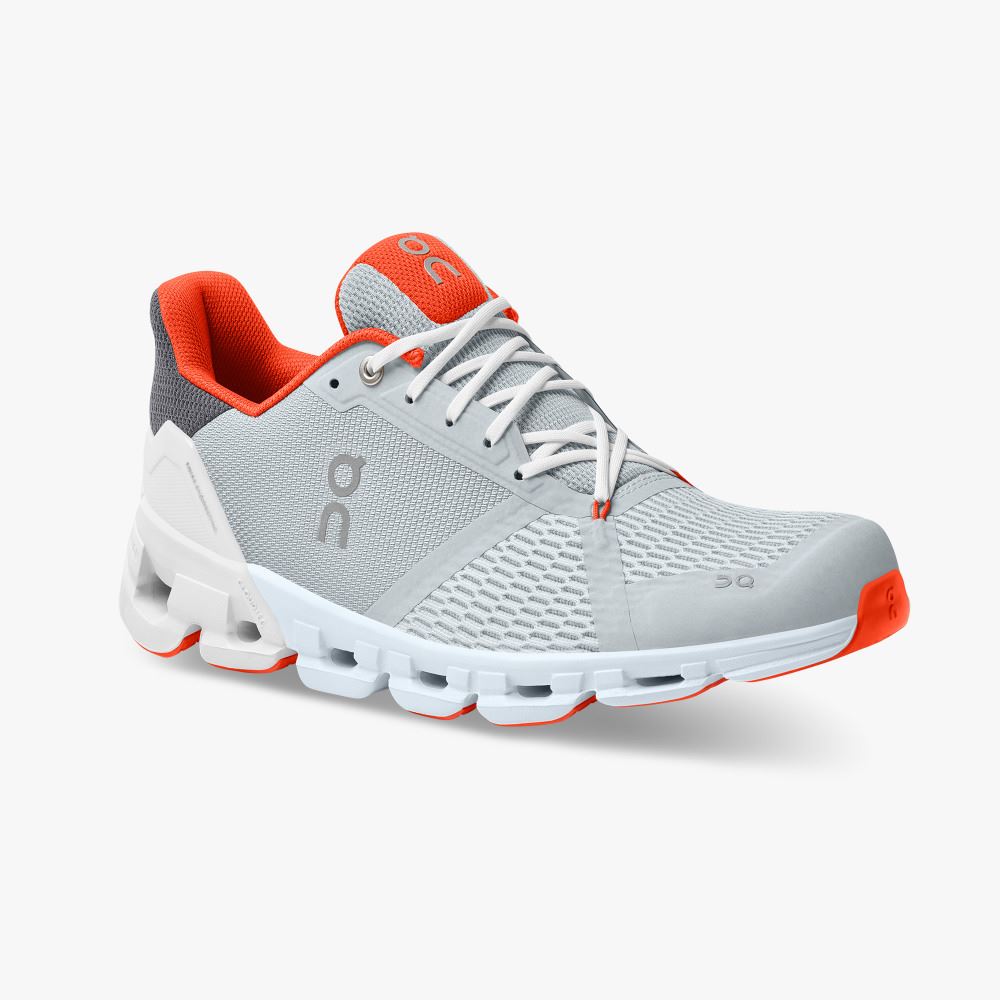 On Cloudflyer: Supportive Running Shoe. Light & Stable - Glacier | Flame ON95XF53