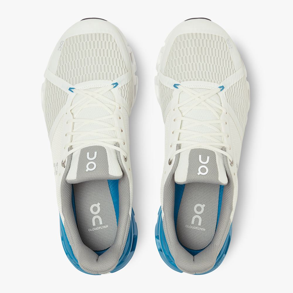 On Cloudflyer: Supportive Running Shoe. Light & Stable - White | Blue ON95XF48