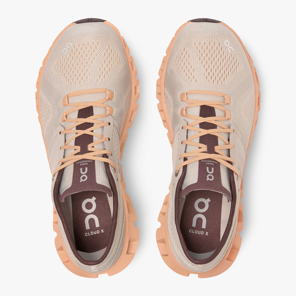 On New Cloud X - Workout and Cross Training Shoe - Silver | Almond ON95XF361