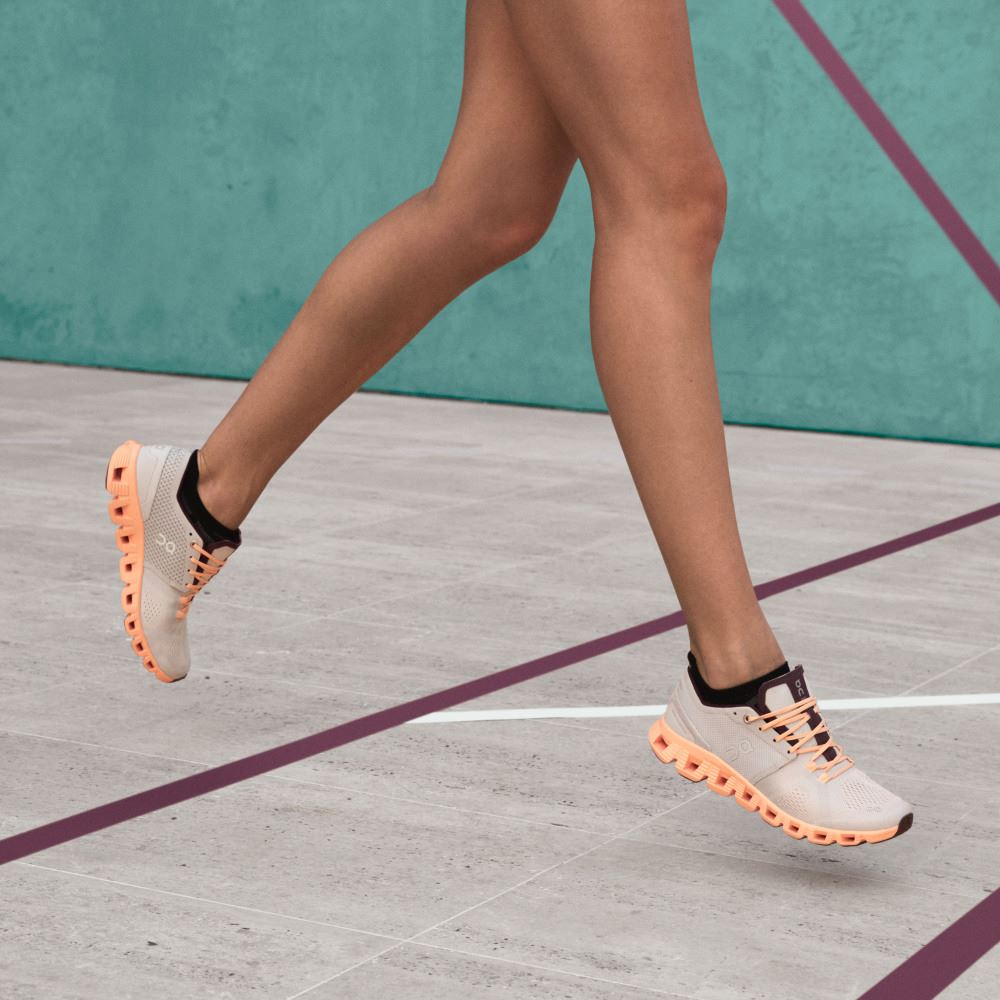 On New Cloud X - Workout and Cross Training Shoe - Silver | Almond ON95XF361