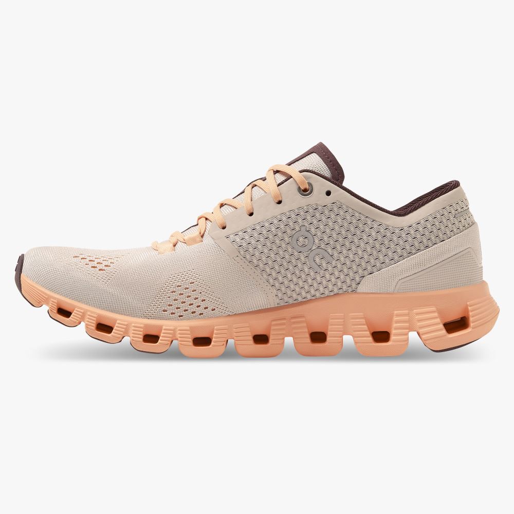 On New Cloud X - Workout and Cross Training Shoe - Silver | Almond ON95XF361